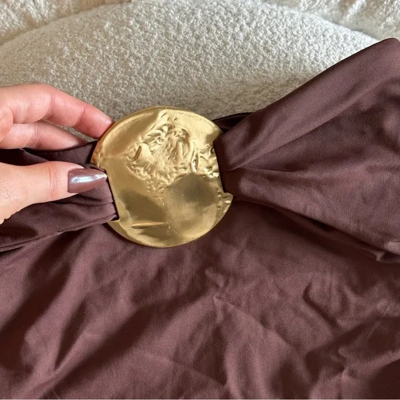 ❌SOLD❌ Zara Metal Embellished Strapless One Piece Swimsuit - Picture 4 of 5